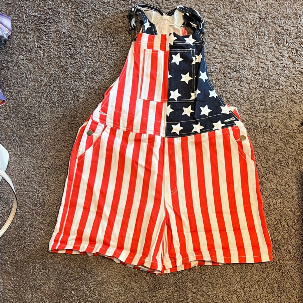 Patriotic Stars and Stripes Overalls